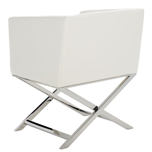 Safavieh Celine Modern Bonded Leather Accent Chair With Polished Chrome Frame For Stylish Comfort And Design White/Chrome FOX2033C
