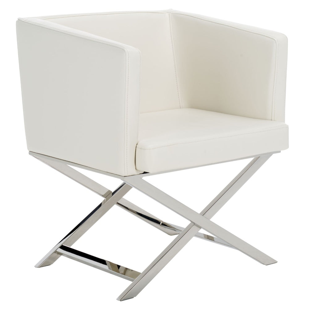 Safavieh Celine Modern Bonded Leather Accent Chair With Polished Chrome Frame For Stylish Comfort And Design White/Chrome FOX2033C