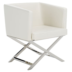 Safavieh Celine Modern Bonded Leather Accent Chair With Polished Chrome Frame For Stylish Comfort And Design White/Chrome FOX2033C