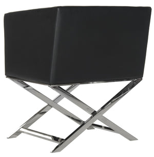 Safavieh Celine Modern Bonded Leather Accent Chair With Polished Chrome Frame For Stylish Comfort And Design Black/Chrome FOX2033D