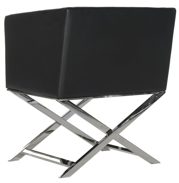 Safavieh Celine Modern Bonded Leather Accent Chair With Polished Chrome Frame For Stylish Comfort And Design Black/Chrome FOX2033D