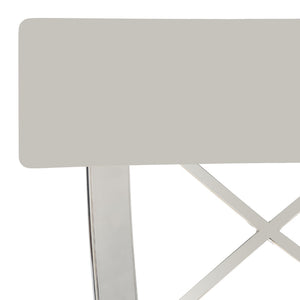 Safavieh Zoey 39''H Stainless Steel Bar Stool - Modern Cross-Back Design With White Faux Leather Comfort FOX2034B