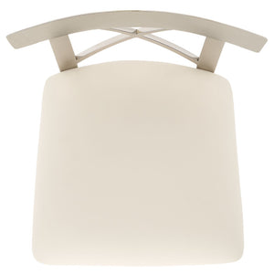 Safavieh Zoey 39''H Stainless Steel Bar Stool - Modern Cross-Back Design With White Faux Leather Comfort FOX2034B