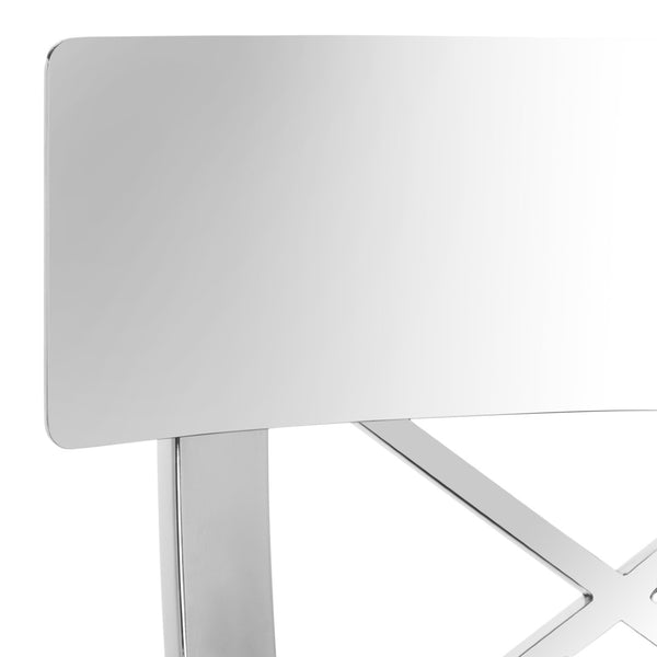 Safavieh Zoey 35''H Stainless Steel Cross-Back Counter Stool - Modern Minimalist With Luxe Black Upholstery FOX2035A