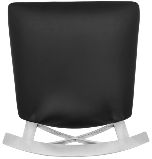 Safavieh Zoey 35''H Stainless Steel Cross-Back Counter Stool - Modern Minimalist With Luxe Black Upholstery FOX2035A