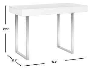 Safavieh Berkley Desk - Modern White Workspace With Chrome Legs, Lift-Top Storage, Perfect For Home Or Office FOX2200A