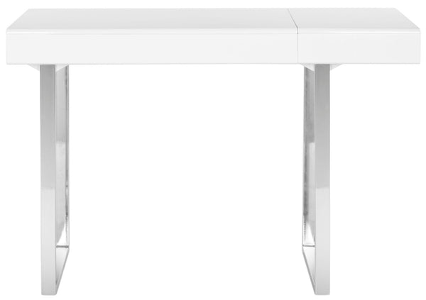 Safavieh Berkley Desk - Modern White Workspace With Chrome Legs, Lift-Top Storage, Perfect For Home Or Office FOX2200A