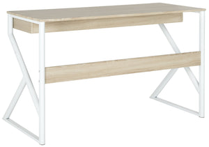 Safavieh Bryant Computer Desk - Modern White Iron Legs With Natural Wood Top For Stylish Home Office Setup FOX2202A