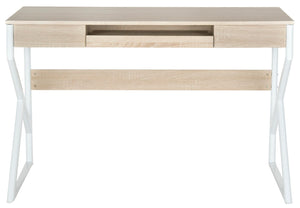 Safavieh Bryant Computer Desk - Modern White Iron Legs With Natural Wood Top For Stylish Home Office Setup FOX2202A