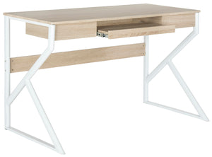Safavieh Bryant Computer Desk - Modern White Iron Legs With Natural Wood Top For Stylish Home Office Setup FOX2202A