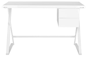 Safavieh Watkins Modern Campaign Desk With Two Drawers - Stylish White Lacquer Finish For Your Home Office FOX2205A