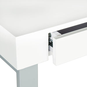 Safavieh Barton Modern Desk With White Lacquer Top & Grey Iron Base - Stylish, Functional Workspace Solution FOX2206A