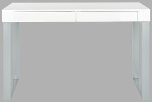 Safavieh Barton Modern Desk With White Lacquer Top & Grey Iron Base - Stylish, Functional Workspace Solution FOX2206A