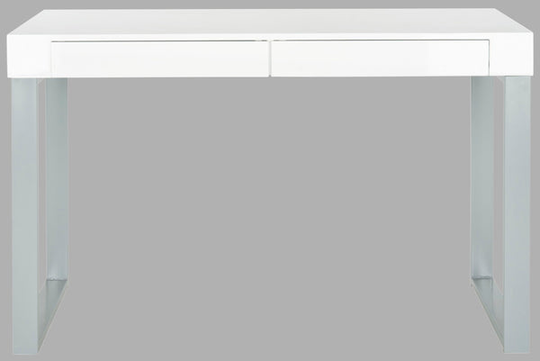 Safavieh Barton Modern Desk With White Lacquer Top & Grey Iron Base - Stylish, Functional Workspace Solution FOX2206A