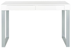 Safavieh Barton Modern Desk With White Lacquer Top & Grey Iron Base - Stylish, Functional Workspace Solution FOX2206A