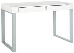 Safavieh Barton Modern Desk With White Lacquer Top & Grey Iron Base - Stylish, Functional Workspace Solution FOX2206A