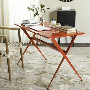 Safavieh Chapman Desk - Modern Lacquer-Finish Table With Floating Top And Tapered Legs For Stylish Workspaces Red FOX2208B