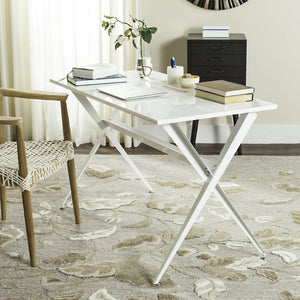 Safavieh Chapman Desk - Modern Lacquer-Finish Table With Floating Top And Tapered Legs For Stylish Workspaces White FOX2208C