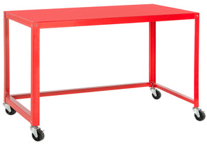 Safavieh Bentley Desk - Modern Industrial Workspace With Glossy Finish And Mobile Iron Frame For Versatile Use Red FOX2211A