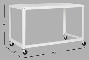 Safavieh Bentley Desk - Modern Industrial Workspace With Glossy Finish And Mobile Iron Frame For Versatile Use White FOX2211B