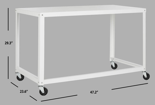 Safavieh Bentley Desk - Modern Industrial Workspace With Glossy Finish And Mobile Iron Frame For Versatile Use White FOX2211B