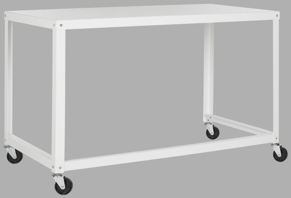 Safavieh Bentley Desk - Modern Industrial Workspace With Glossy Finish And Mobile Iron Frame For Versatile Use White FOX2211B