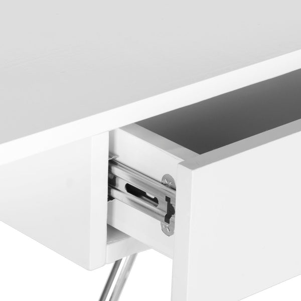 Safavieh Malloy Modern Desk - Stylish White Lacquer With Chrome Legs, Perfect For Home Office & Study Spaces FOX2212A