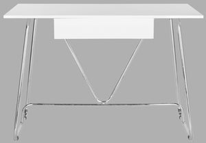 Safavieh Malloy Modern Desk - Stylish White Lacquer With Chrome Legs, Perfect For Home Office & Study Spaces FOX2212A