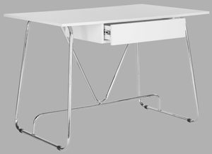 Safavieh Malloy Modern Desk - Stylish White Lacquer With Chrome Legs, Perfect For Home Office & Study Spaces FOX2212A