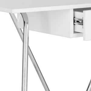 Safavieh Malloy Modern Desk - Stylish White Lacquer With Chrome Legs, Perfect For Home Office & Study Spaces FOX2212A