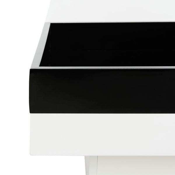 Safavieh Wesley Sleek White Lacquer Coffee Table - Mid-Century Modern Design With Removable Black Tray FOX2213A
