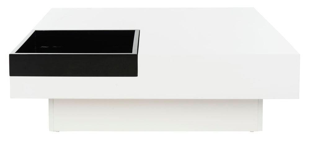 Safavieh Wesley Sleek White Lacquer Coffee Table - Mid-Century Modern Design With Removable Black Tray FOX2213A