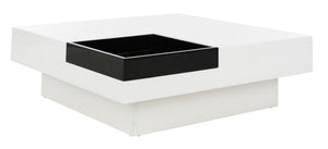 Safavieh Wesley Sleek White Lacquer Coffee Table - Mid-Century Modern Design With Removable Black Tray FOX2213A