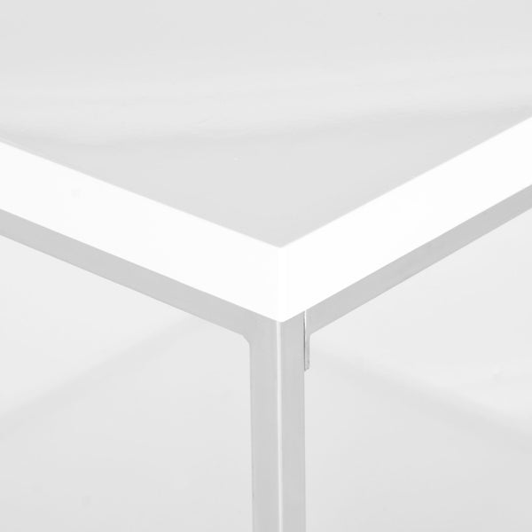 Safavieh Malone High Gloss Coffee Table With Chrome Frame & Glass Shelf - Retro-Modern Living Room Centerpiece FOX2214A