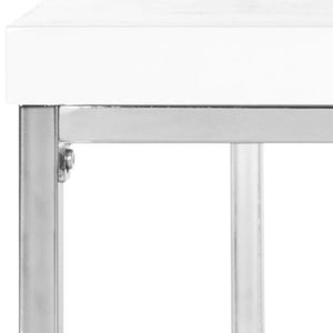Safavieh Malone High Gloss Coffee Table With Chrome Frame & Glass Shelf - Retro-Modern Living Room Centerpiece FOX2214A