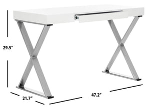 Safavieh Paley 47" Modern Lacquer & Chrome Desk - Chic Compact Design With Colorful Accent For Stylish Workspaces FOX2223A