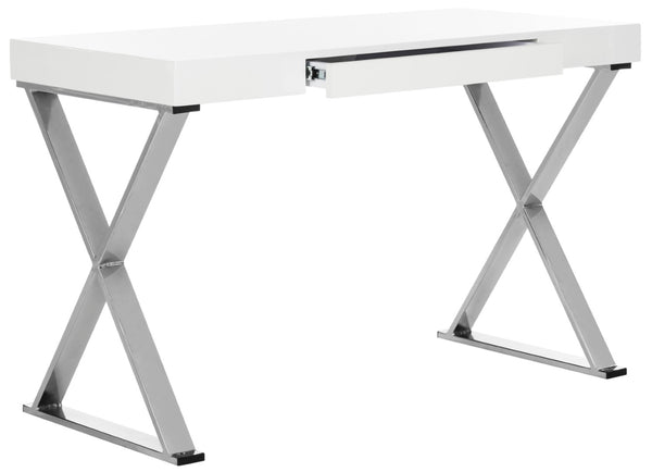 Safavieh Paley 47" Modern Lacquer & Chrome Desk - Chic Compact Design With Colorful Accent For Stylish Workspaces FOX2223A