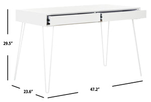 Safavieh Cade Mid Century Modern Desk - Sleek Two Drawer Design With Hidden Storage & Sculptural Legs FOX2225A