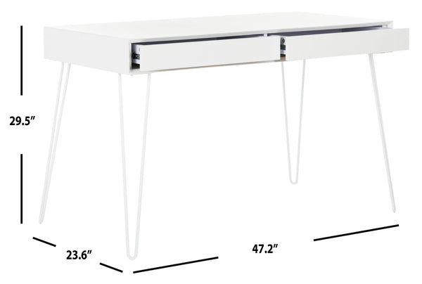 Safavieh Cade Mid Century Modern Desk - Sleek Two Drawer Design With Hidden Storage & Sculptural Legs FOX2225A