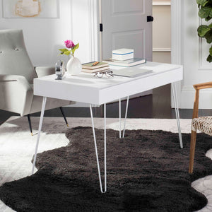 Safavieh Cade Mid Century Modern Desk - Sleek Two Drawer Design With Hidden Storage & Sculptural Legs FOX2225A