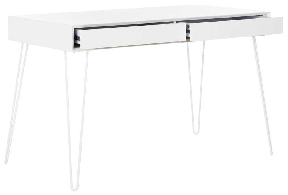 Safavieh Cade Mid Century Modern Desk - Sleek Two Drawer Design With Hidden Storage & Sculptural Legs FOX2225A