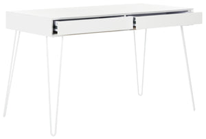 Safavieh Cade Mid Century Modern Desk - Sleek Two Drawer Design With Hidden Storage & Sculptural Legs FOX2225A