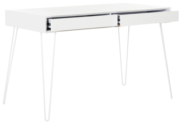 Safavieh Cade Mid Century Modern Desk - Sleek Two Drawer Design With Hidden Storage & Sculptural Legs FOX2225A