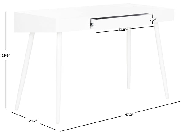 Safavieh Fadri Mid Century Scandinavian Desk With Hidden Drawer - Minimalist Design For Home Office Elegance FOX2227A