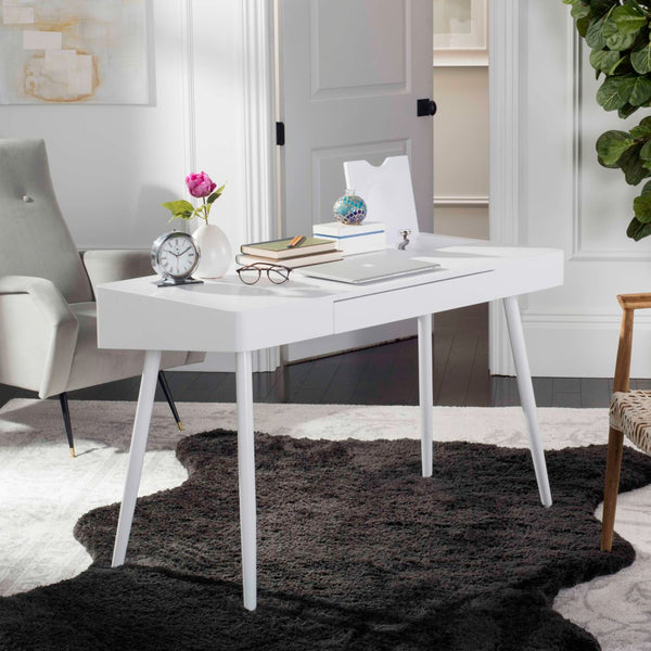 Safavieh Fadri Mid Century Scandinavian Desk With Hidden Drawer - Minimalist Design For Home Office Elegance FOX2227A