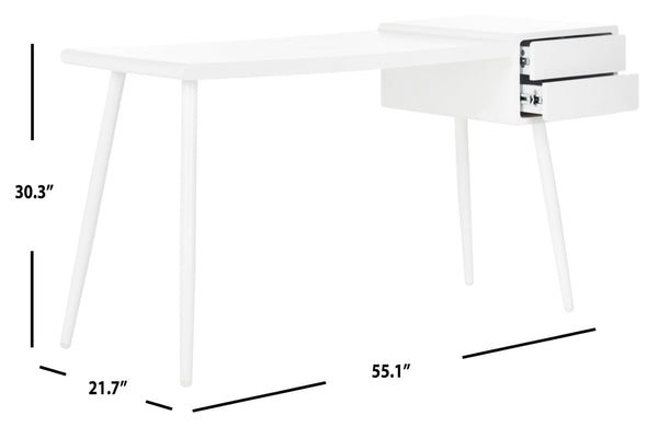 Safavieh Ferli Mid Century Scandinavian Two-Drawer Desk - Stylish Minimalist Design For Modern Workspaces FOX2228A