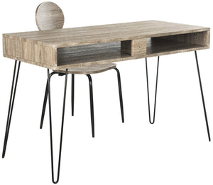 Safavieh Winta Vintage-Inspired Desk & Chair Set – Modern Grey Finish With Black Metal Legs For Stylish Workspaces FOX2232A