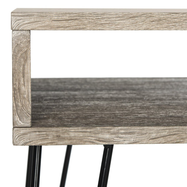 Safavieh Winta Vintage-Inspired Desk & Chair Set – Modern Grey Finish With Black Metal Legs For Stylish Workspaces FOX2232A