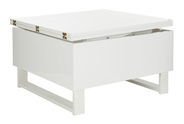 Safavieh Vanna Lift-Top Coffee Table: Stylish White Design For Living Spaces, Dining, And Work, 27.6" Square FOX2233A