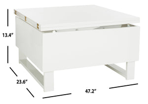 Safavieh Vanna Lift-Top Coffee Table: Stylish White Design For Living Spaces, Dining, And Work, 27.6" Square FOX2233A